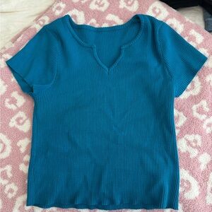 Teal Ribbed Women's Top